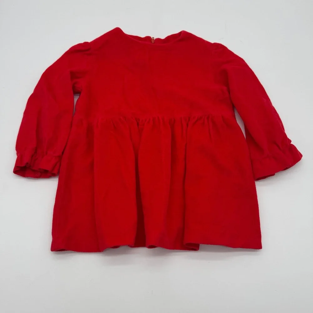 Girls Red Long Sleeve Peplum Top Ruffle Cuffs Back Zipper Approx US 3T